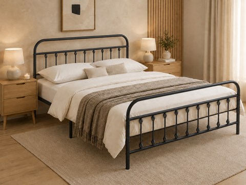 Malibu 4'6'' Double Black Metal Bed Frame