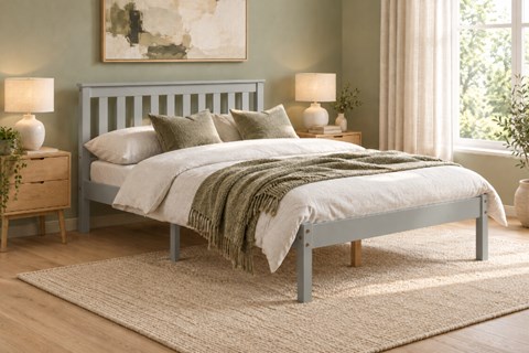 Denver Wooden Bed - 4'0'' Small Double Grey 