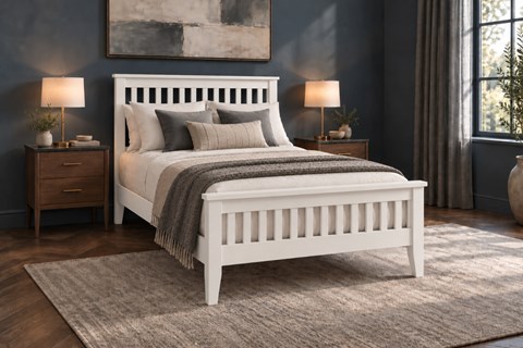 Freya 4'0'' Small Double White Wooden Bed Frame