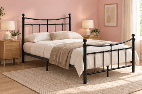 Emily 4'6'' Double Black Metal Bed