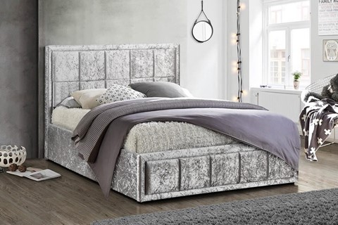 Hannover Fabric Ottoman - 4'6'' Double Steel Crushed velvet