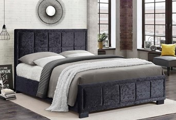 Hannover Fabric Bed - 4'0'' Small Double Black Crushed Velvet 