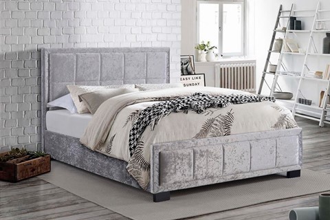 Hannover Fabric Bed - 4'6'' Double Steel Crushed Velvet