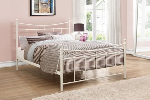 Emily Metal Bed - 4'6'' Double Cream 