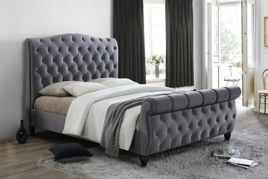 Colorado Sleigh Oned Fabric, Grey King Size Bed Frame Wayfair