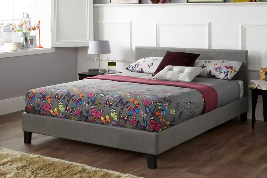 Steel Fabric Short Headboard Small Double Bed Frame Evelyn
