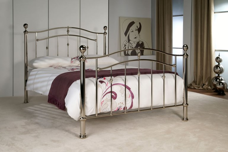 Lyra Chrome Metal Bed Frame With Cast, Metal Bedsteads King Size Uk