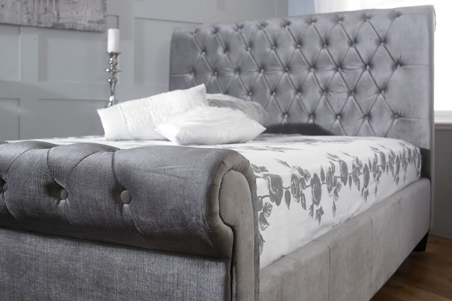 Silver orchid chatterton velvet bed deals