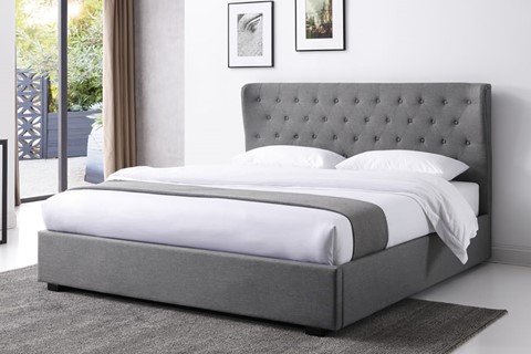 Kenington 4'6'' Double Grey Hopsack Fabric Ottoman