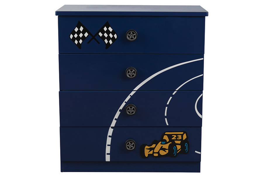 Blue Childs Grand Prix Themed 4 Drawer Chest Le Mans Range