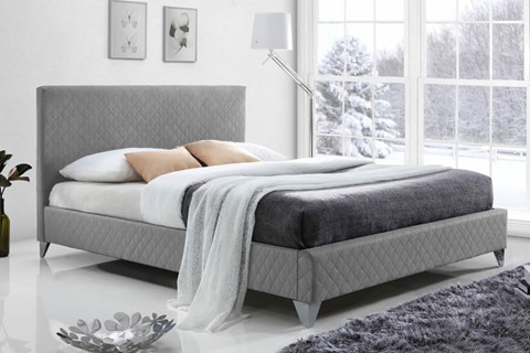Brooklyn Fabric Bed - 4'6'' Double Grey 