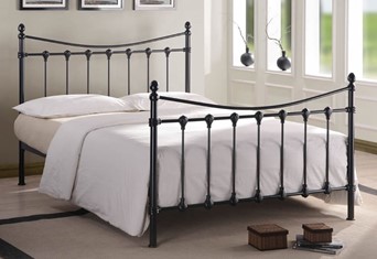 Metal Bed Frame With Oval Finials, Pretty Metal Bed Frames