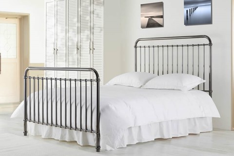 Rose Metal Bed Frame - Double 4'6" (137cm) Black Nickel 