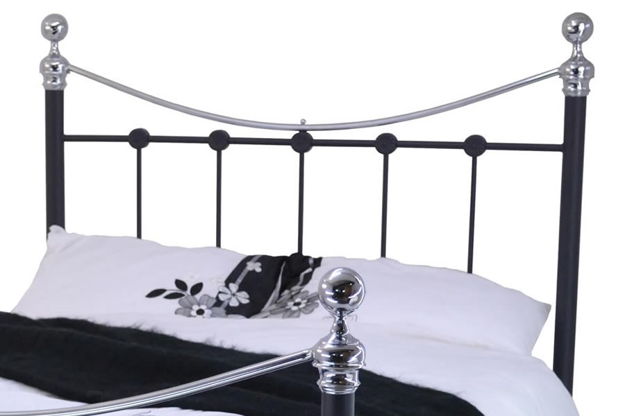 Black Metal & Chrome Finish Small Double Metal Bed Frame Camaro