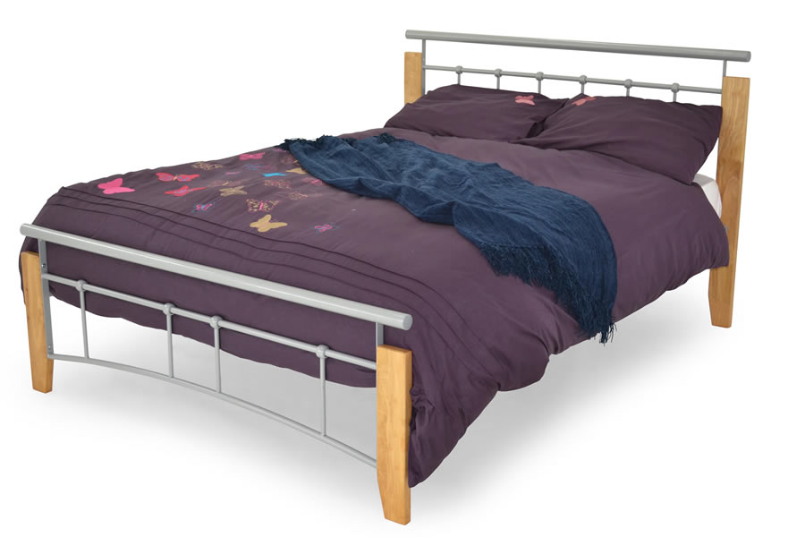 Silver Metal Beech Post Double Bed Frame Kent Kent Metal Bedframe