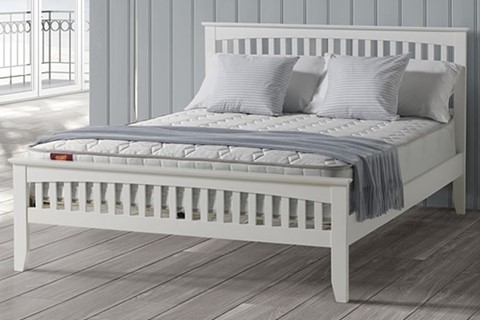 Freya  4'0'' Small Double White Wooden  Bed Frame