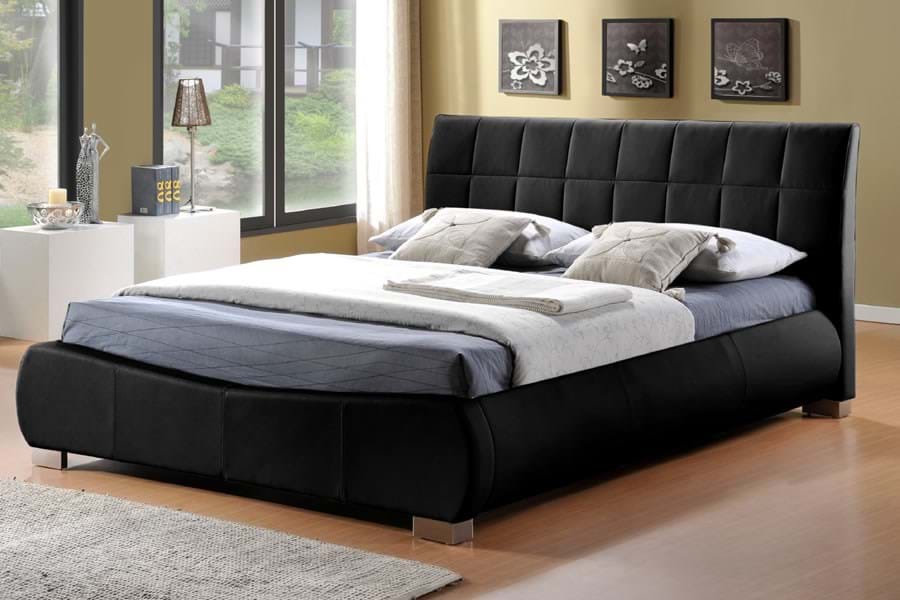 Black faux leather headboard deals