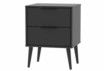 Hong Kong 2 Drawer Mid Chest - Matt Black Wooden Leg