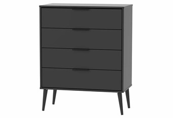 Hong Kong 4 Drawer Chest - Matt Black Wooden Leg