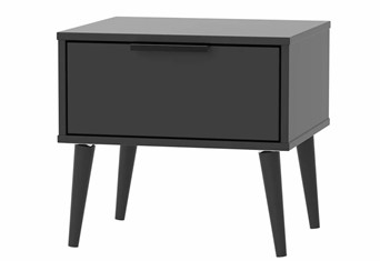Hong Kong 1 Drawer Locker - Matt Black Black Wooden Leg