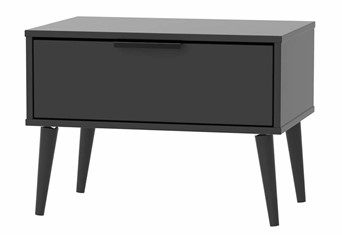 Hong Kong 1 Drawer Mid Chest - Matt Black Wooden Leg