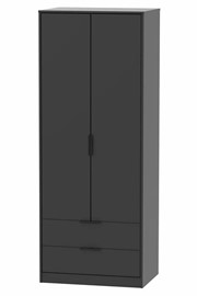 Hong Kong 2 Drawer Wardrobe - Matt Black