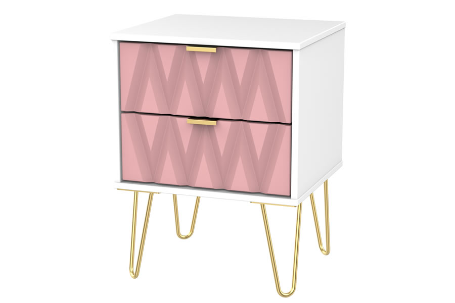 View Pink White 2 Drawer Bedside Locker Diamond information