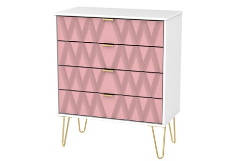 Diamond 4 Drawer Chest - Pink 