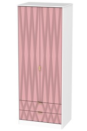 Diamond 2 Drawer Wardrobe - Pink 