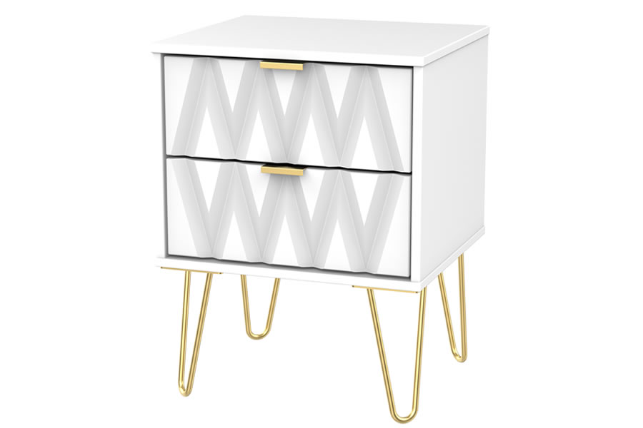 View White 2 Drawer Bedside Locker Diamond information