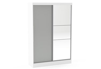 Lynx 2 Door Sliding Robe With Mirror - White & Grey