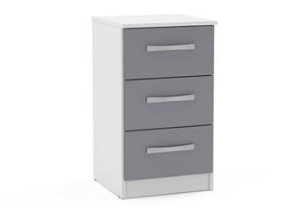 Lynx 3 Drawer Bedside - White & Grey