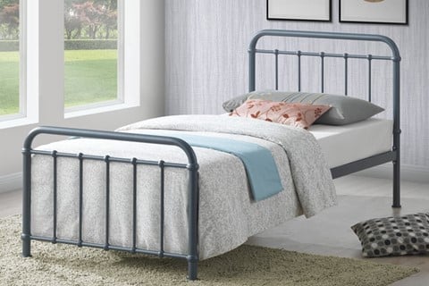 Miami 3'0'' Single Grey Metal Bed Frame