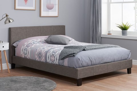 Berlin Fabric Bed - 4'6'' Double Grey 