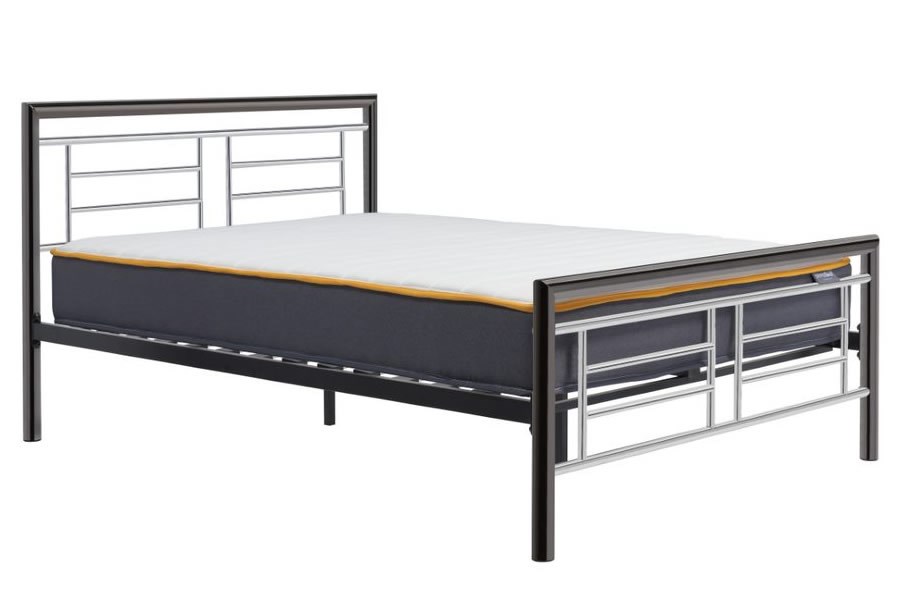 Double Montana Metal Steel Tubular Bed Frame Chrome/Nickel