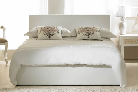 Madrid Leather Ottoman - 6'0'' Superking White 