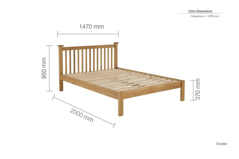 Chunky Solid Oak Wooden Bed Frame Woburn, Double Size Bed Frame Dimensions Uk