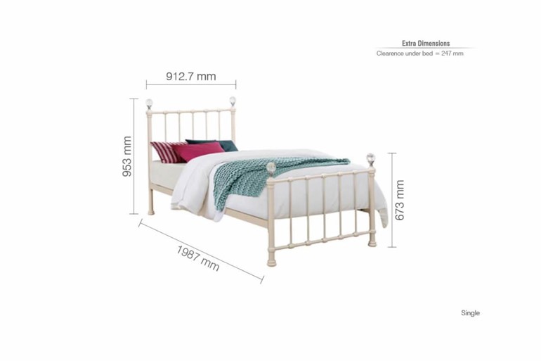 Jessica Metal Single 3 0 Bed Frame, Single Metal Bed Frame Dimensions