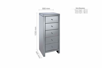 Seville 5 Drawer Narrow Chest