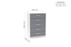 White Grey Five Drawer Modern Chest Lynx
