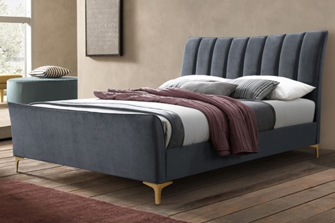 Clover Fabric Bed - 5'0'' Kingsize Grey 