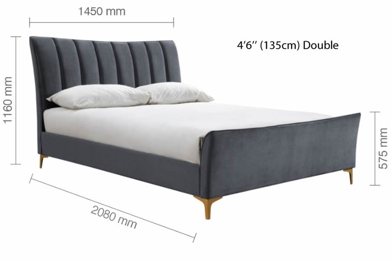Velvet Fabric Bed Frame Padded, Double Bed Headboard Size In Mm