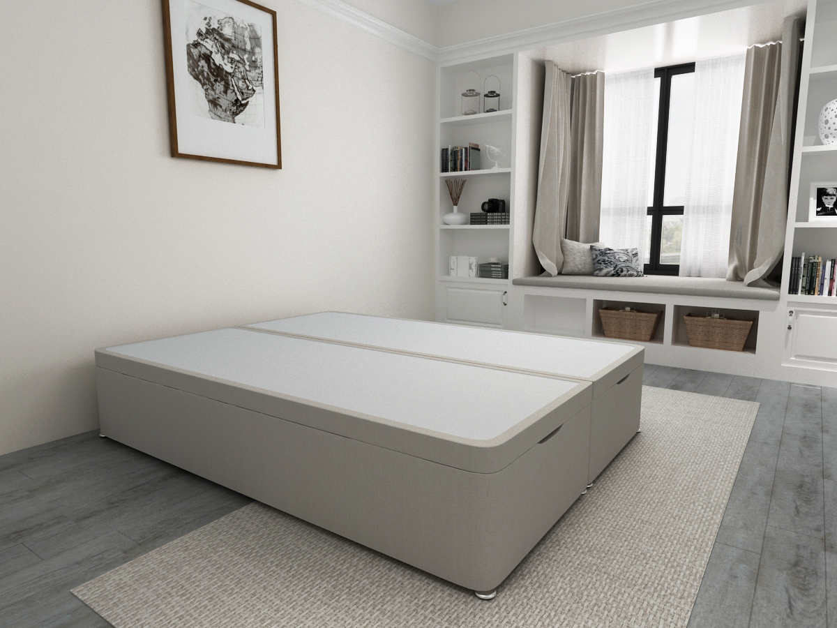 Cream 4'0'' Small Double Ottoman Storage End Lift Divan Bed Base