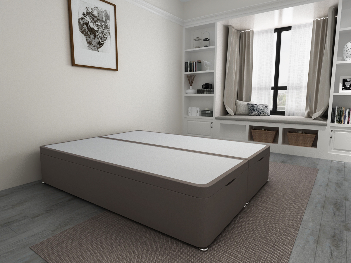 Brown 4'6'' Double Ottoman Storage End Lift Divan Bed Base