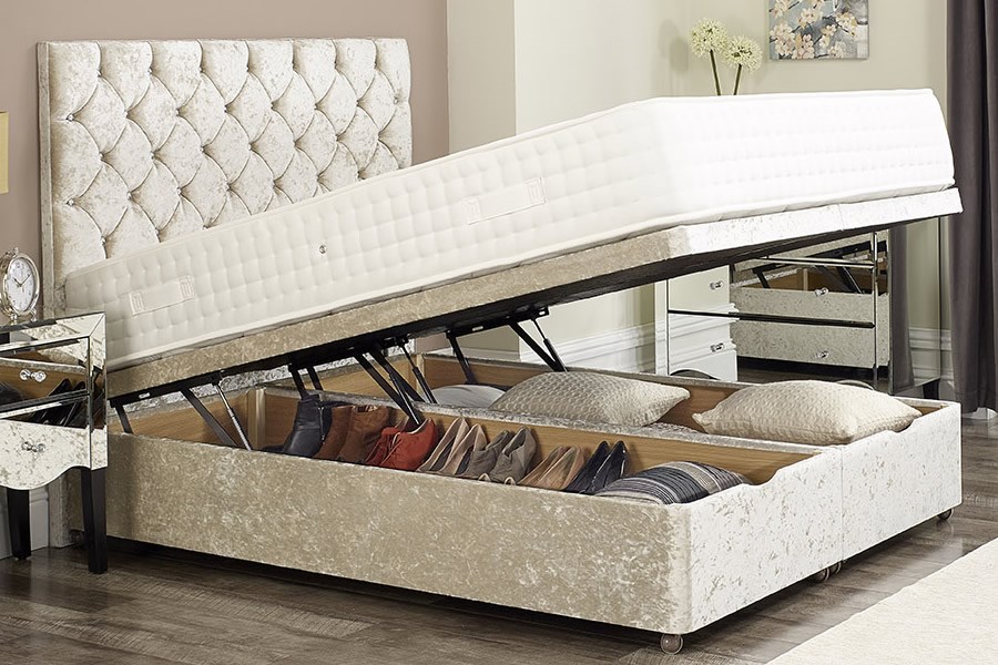 Light Grey 5'0'' King Size Ottoman Storage End Lift Divan Bed Base