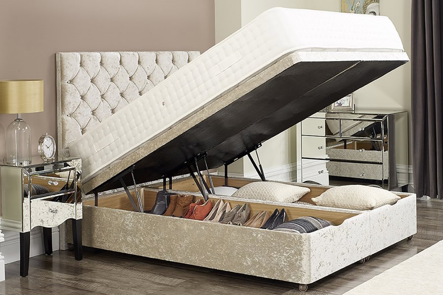 Light Grey 5'0'' King Size Ottoman Storage End Lift Divan Bed Base