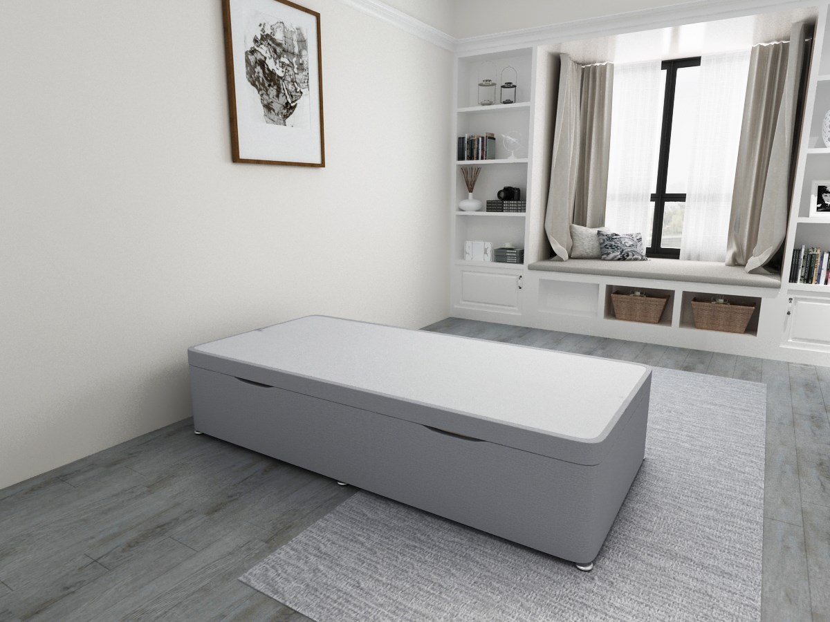 Light Grey 2'6'' Small Single Ottoman Storage Side Lift Divan Bed Base