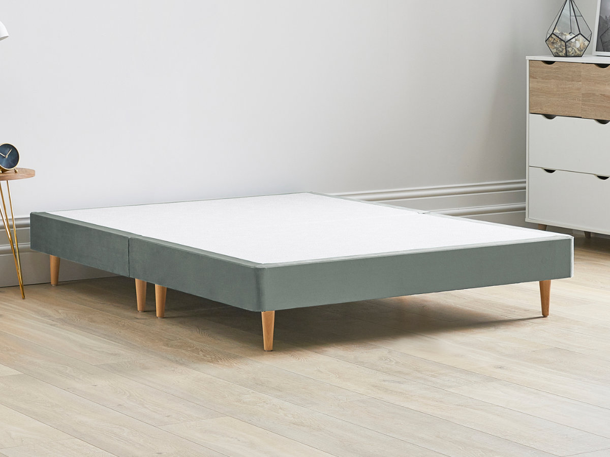 View 12 High Divan Bed Base On Wooden Legs 40 Small Double Clay Grey Solid Sides Ends Beech Tapered Wooden Leg information