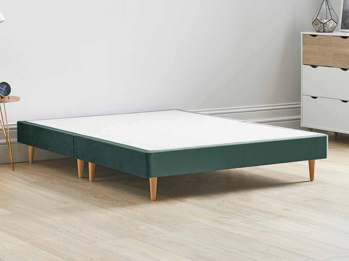 View 12 High Divan Bed Base On Wooden Legs 40 Small Double Duckegg Green Solid Sides Ends Beech Tapered Wooden Leg information