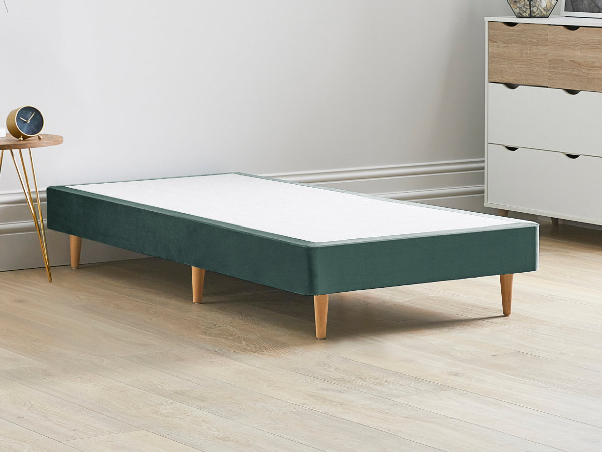View 12 High Divan Bed Base On Wooden Legs 30 Standard Single Duckegg Green Solid Sides Ends Beech Tapered Wooden Leg information